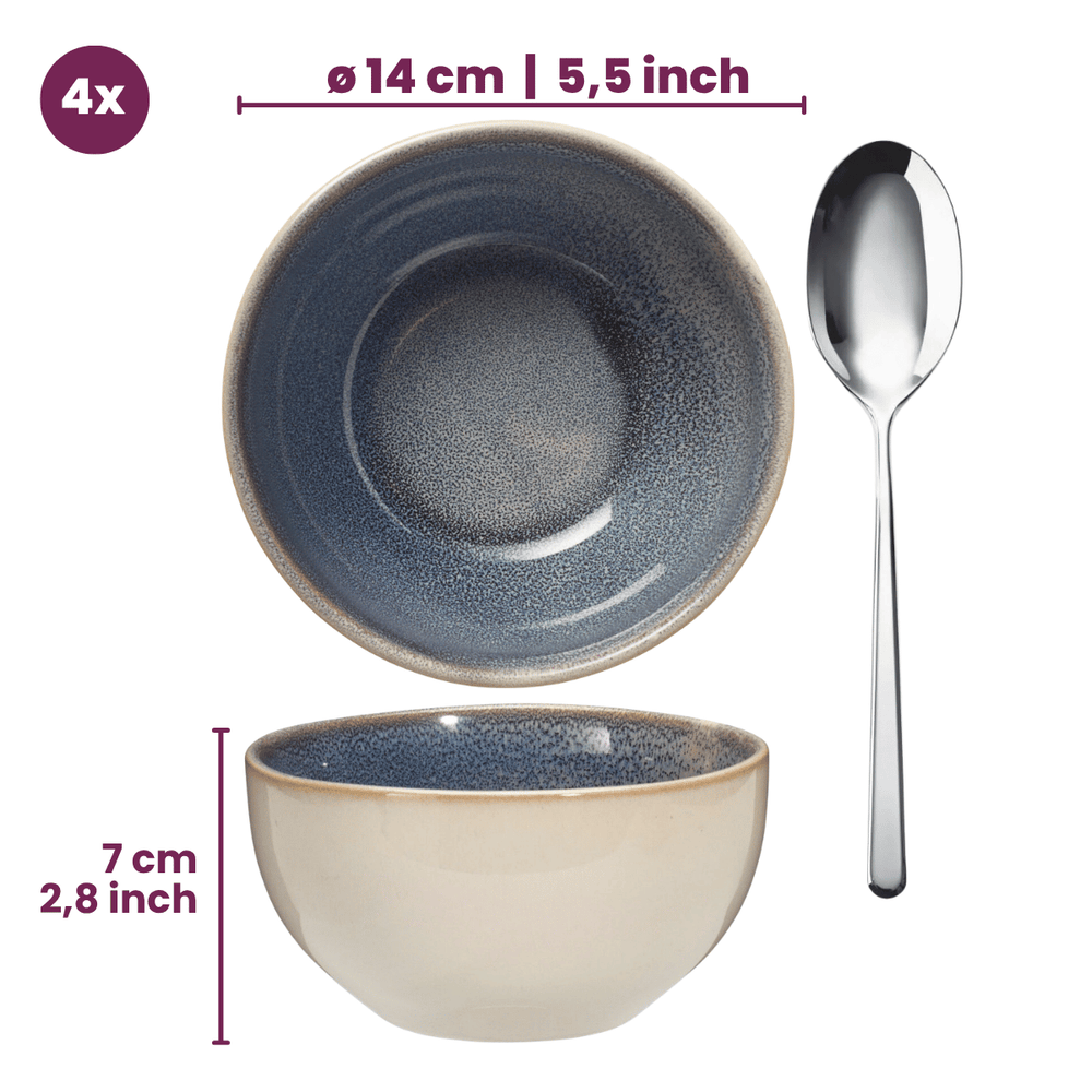 Ensemble de bols à soupe Cookinglife - en faïence - Serene - 580 ml - 4 pièces