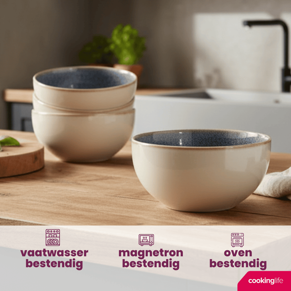 Ensemble de bols à soupe Cookinglife - en faïence - Serene - 580 ml - 4 pièces