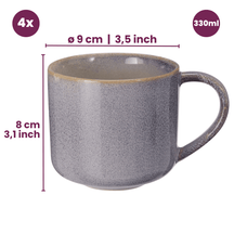 Ensemble de mugs à café Cookinglife - en faïence - Serene - 330 ml - 4 pièces