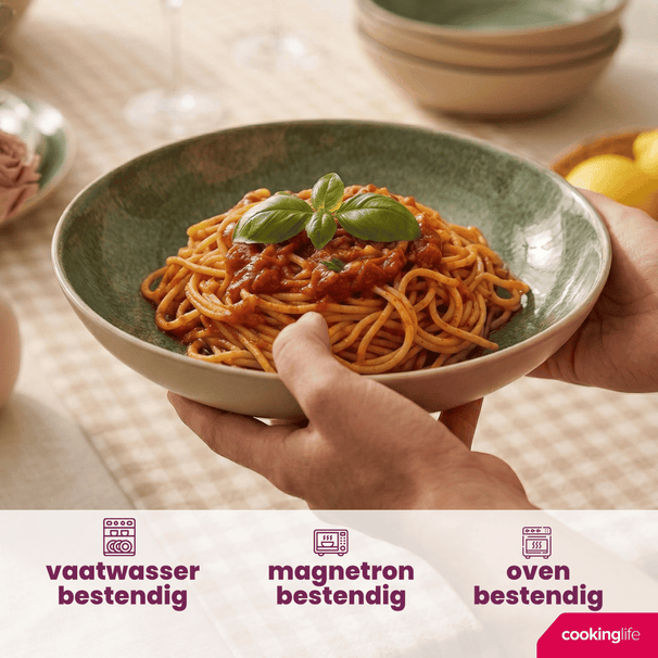 Assiettes creuses Cookinglife / Assiettes à pâtes Serene Green ø 23 cm - Faïence - 4 pieces