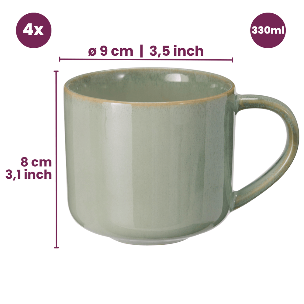 Ensemble de mugs Cookinglife - Mugs à café - Serene - 330 ml - 4 pièces