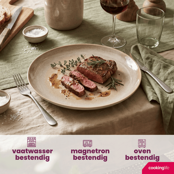 Assiettes plates Cookinglife Serene Sand ø 28 cm - Faïence - 4 pieces