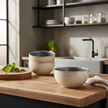 Service de table Cookinglife Serene Blue 12 pièces / 4 personnes - 4 assiettes plates, 4 assiettes à dessert et 4 bols