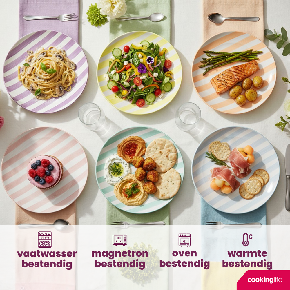 Cookinglife Serviesset Spring Vibes - 18-delig / 6 personen - 6 dinerborden, 6 ontbijtborden en 6 diepe borden
