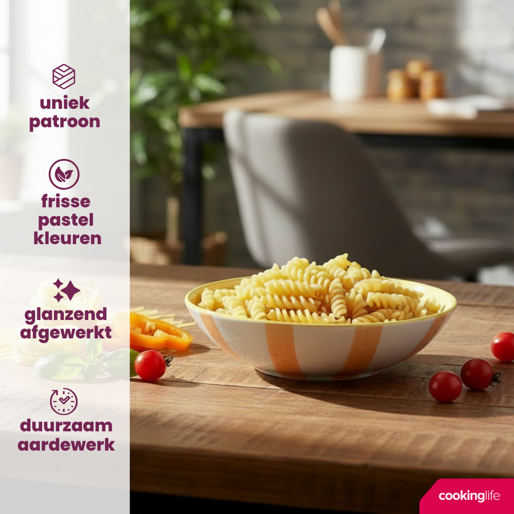 Cookinglife Serviesset Spring Vibes - 18-delig / 6 personen - 6 dinerborden, 6 ontbijtborden en 6 diepe borden