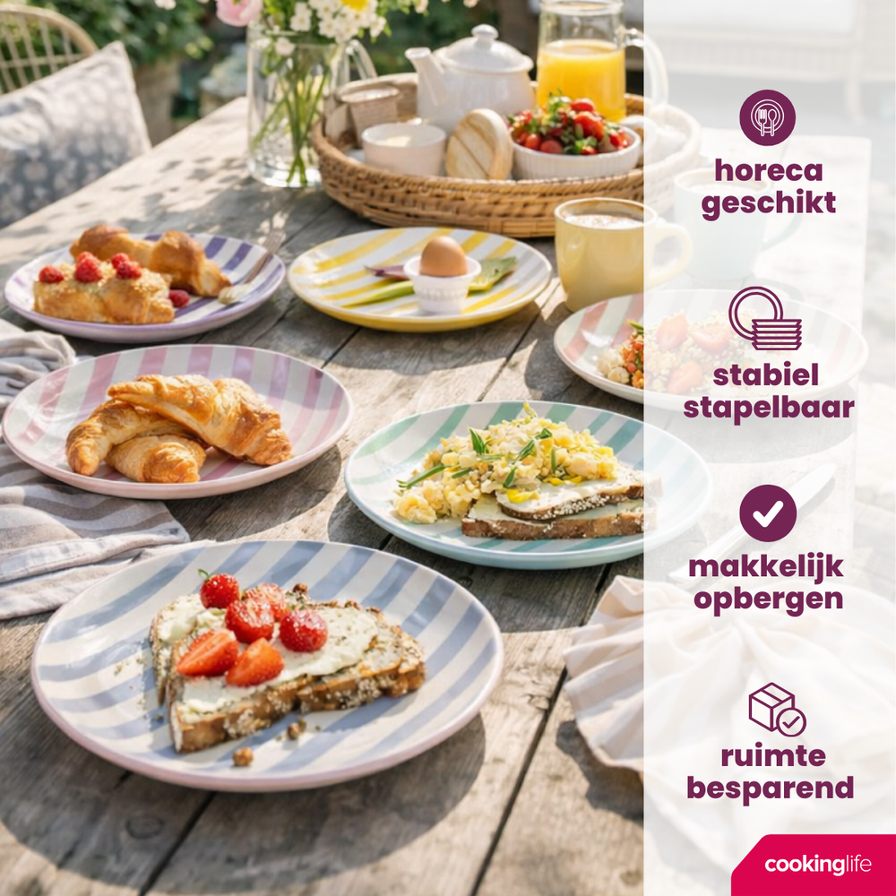 Cookinglife Serviesset Spring Vibes - 18-delig / 6 personen - 6 dinerborden, 6 ontbijtborden en 6 diepe borden