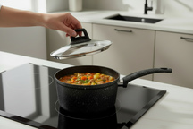 Steelpan / Sauspan met deksel - Aluminium ø 18 cm / 2.2 liter - standaard anti-aanbaklaag - Geschikt voor alle warmtebronnen - Cookinglife