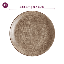 Cookinglife Set de vaisselle Tela Marron Porcelaine 12 pièces / 4 personnes - 4 assiettes plates, 4 assiettes à dessert et 4 assiettes creuses