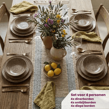 Cookinglife Set de vaisselle Tela Marron Porcelaine 12 pièces / 4 personnes - 4 assiettes plates, 4 assiettes à dessert et 4 assiettes creuses