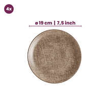 Cookinglife Set de vaisselle Tela Marron Porcelaine 12 pièces / 4 personnes - 4 assiettes plates, 4 assiettes à dessert et 4 assiettes creuses