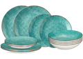 Cookinglife Set de vaisselle Tela Vert Porcelaine 12 pièces / 4 personnes - 4 assiettes plates, 4 assiettes à dessert et 4 assiettes creuses
