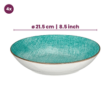 Cookinglife Set de vaisselle Tela Vert Porcelaine 12 pièces / 4 personnes - 4 assiettes plates, 4 assiettes à dessert et 4 assiettes creuses