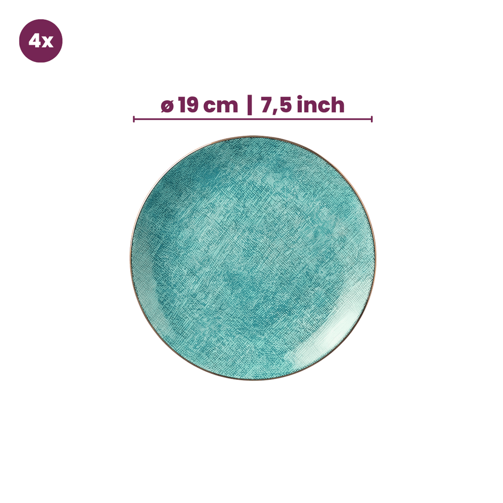 Cookinglife Set de vaisselle Tela Vert Porcelaine 12 pièces / 4 personnes - 4 assiettes plates, 4 assiettes à dessert et 4 assiettes creuses