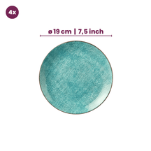 Cookinglife Set de vaisselle Tela Vert Porcelaine 12 pièces / 4 personnes - 4 assiettes plates, 4 assiettes à dessert et 4 assiettes creuses