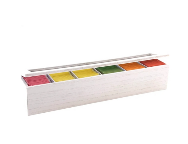 Cookinglife Boîte à Thé Bois Blanc 6 Compartiments avec Couvercle en Verre