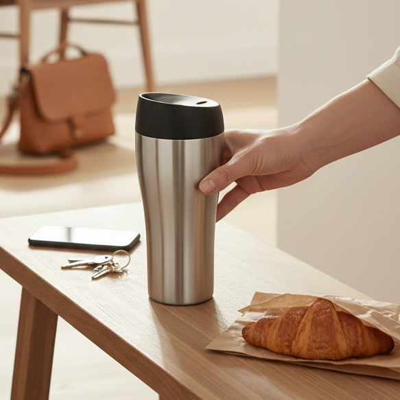 Thermos Cookinglife - Gobelet a emporter - en inox - 350 ml - Argent