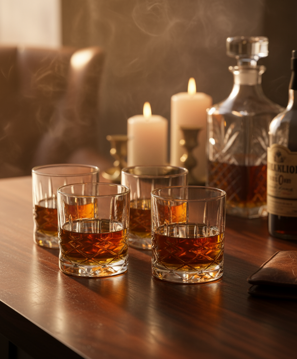 Coffret à whisky Cookinglife - Carafe à whisky 900 ml avec bouchon + 4 verres à whisky