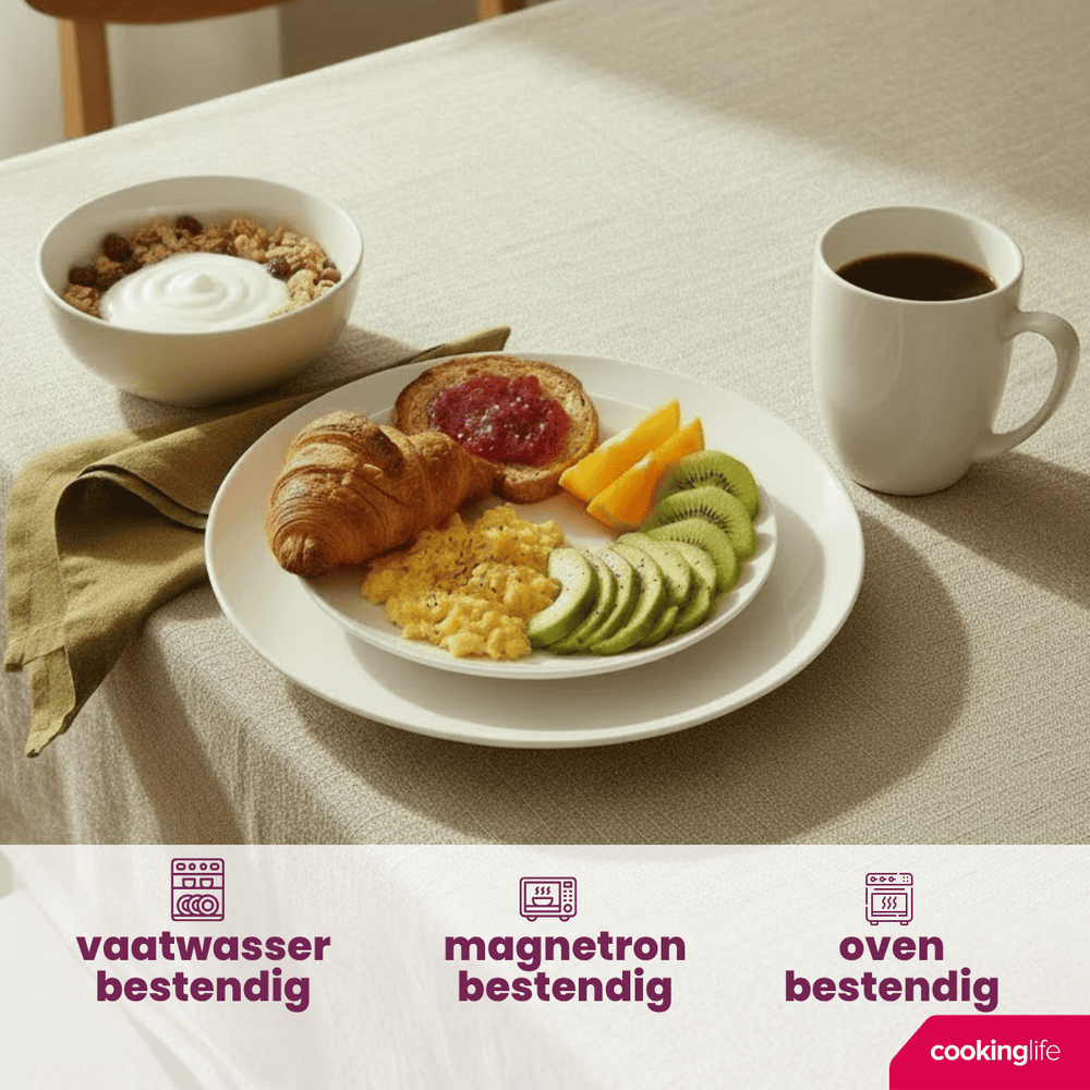 Ensemble de vaisselle Cookinglife - En porcelaine - 4 personnes - 16 pièces