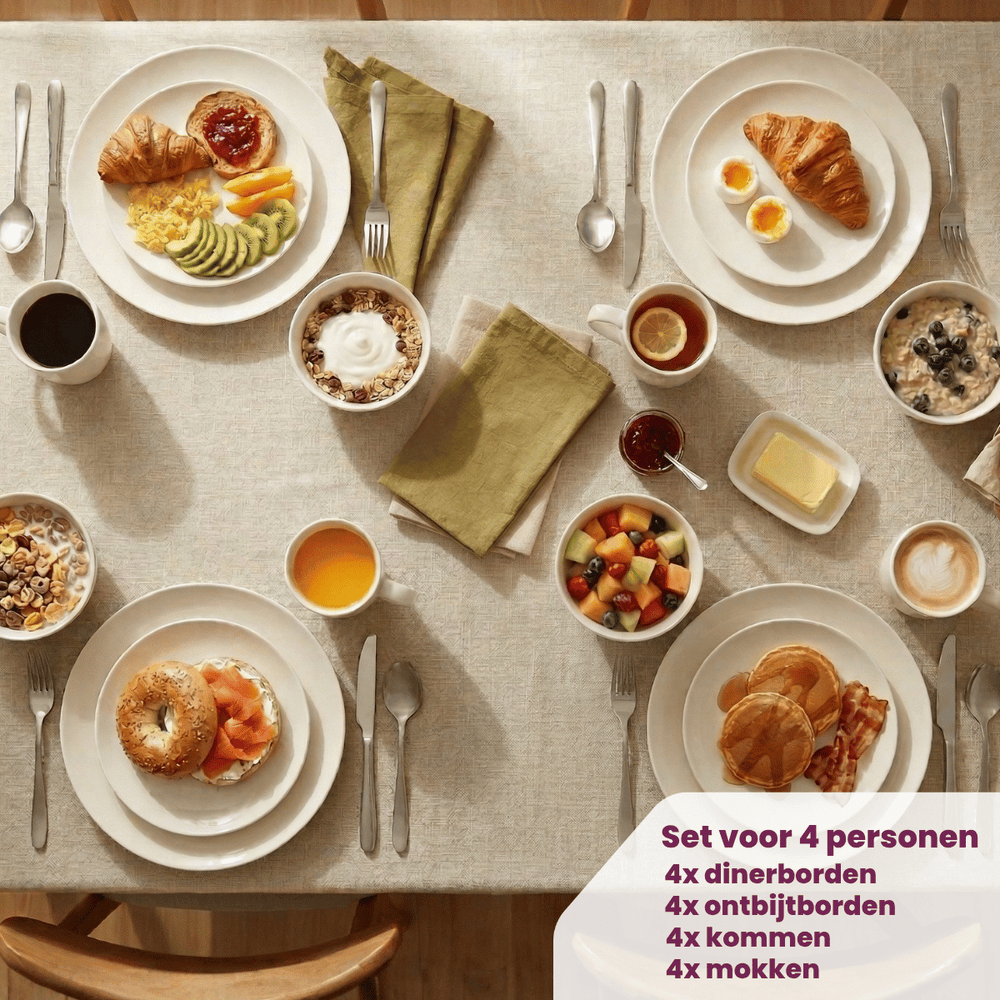 Ensemble de vaisselle Cookinglife - En porcelaine - 4 personnes - 16 pièces