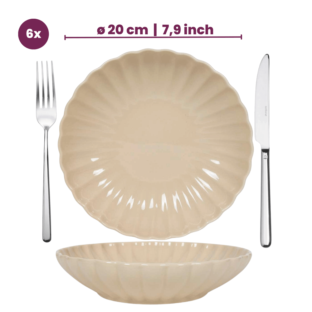Assiettes creuses / Assiettes à pâtes Cookinglife Cardida Beige ø 20 cm - 6 pièces