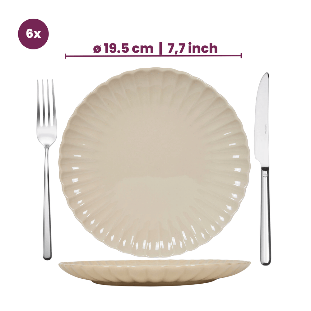 Assiettes à petit-déjeuner / Assiettes à dessert Cookinglife Cardida Beige ø 19,5 cm - Lot de 6