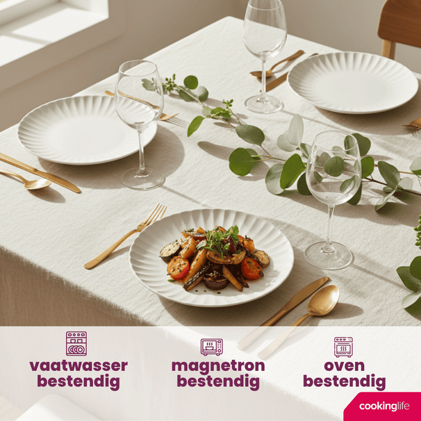 Assiettes à dîner Cookinglife Cardida Off White ø 26 cm - 6 pièces