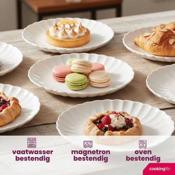 Assiettes à déjeuner / à dessert Cookinglife Cardida Off White ø 19,5 cm - 6 pièces