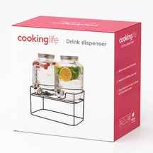 Distributeur de boissons double Cookinglife - avec support - 2 x 4 litres