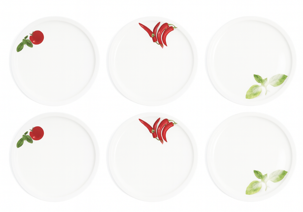 Cookinglife Assiette à Pizza Tomate - Poivre - Basilic ø 30 cm