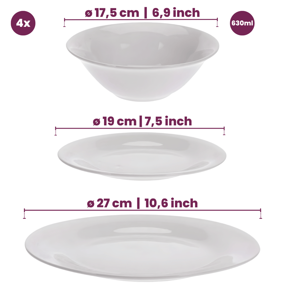 Set de vaisselle Cookinglife - Service - Complet - 4 personnes - 36 pièces