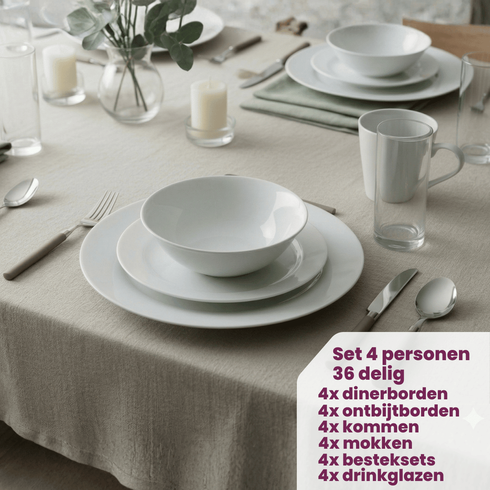 Set de vaisselle Cookinglife - Service - Complet - 4 personnes - 36 pièces