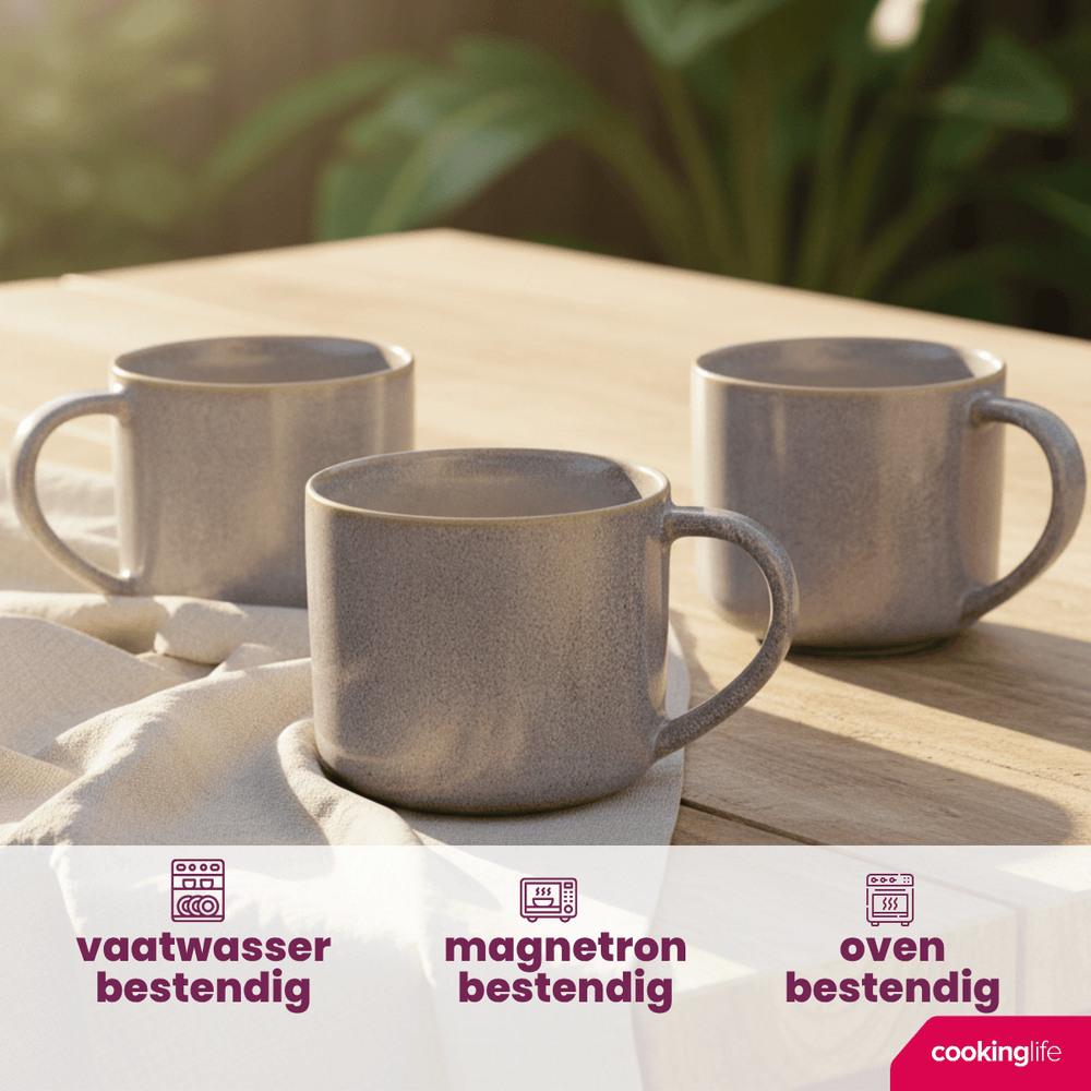 Ensemble de mugs à café Cookinglife - en faïence - Serene - 330 ml - 4 pièces