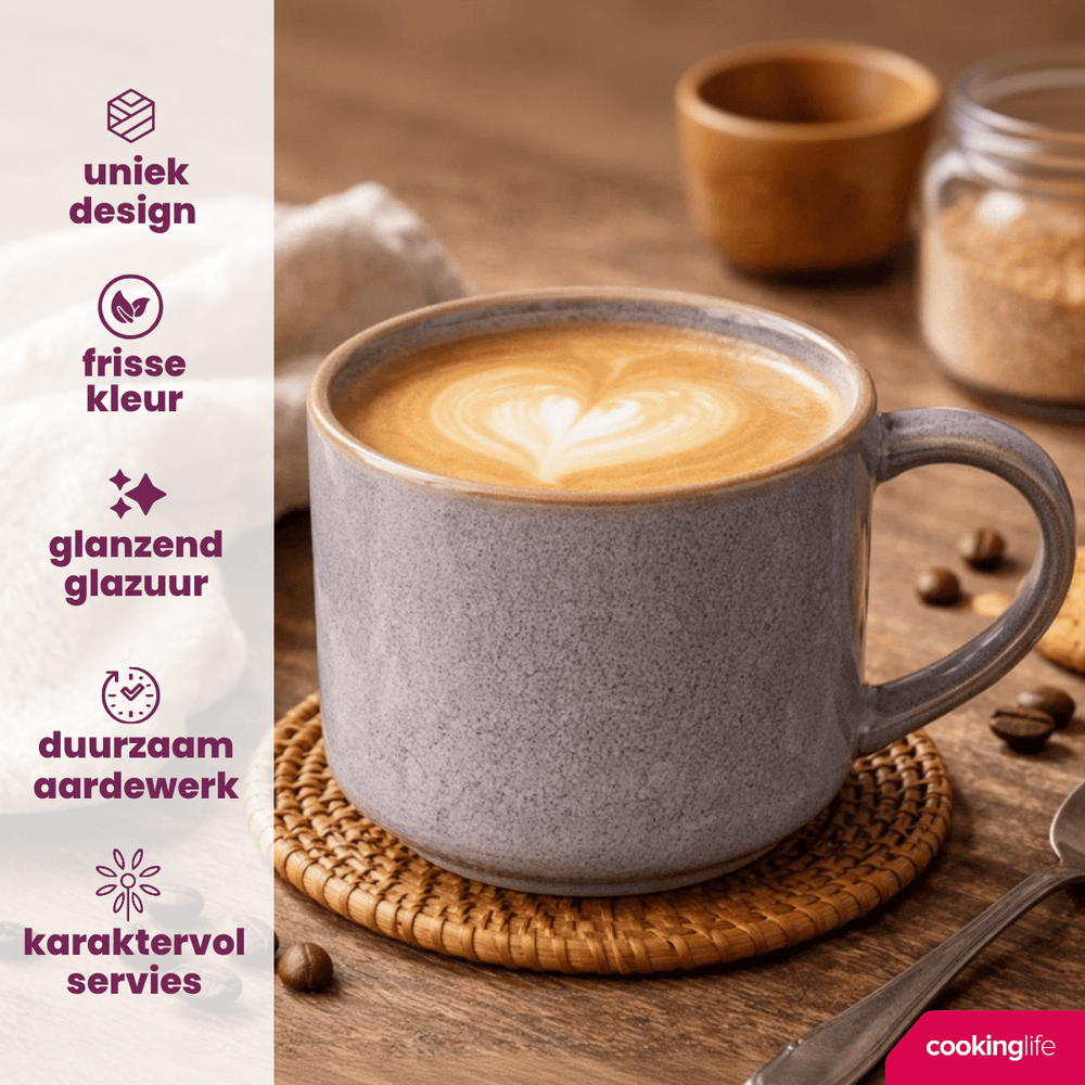 Ensemble de mugs à café Cookinglife - en faïence - Serene - 330 ml - 4 pièces