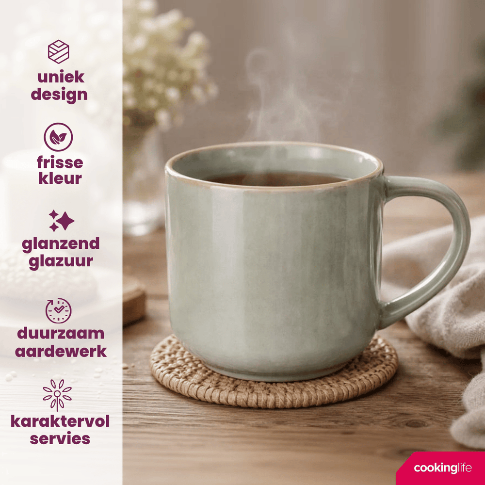Ensemble de mugs Cookinglife - Mugs à café - Serene - 330 ml - 4 pièces