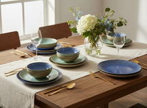 Service de vaisselle Cookinglife Aqua Maris 18 pièces / 6 personnes - 6 assiettes à dîner, 6 assiettes à petit-déjeuner et 6 bols