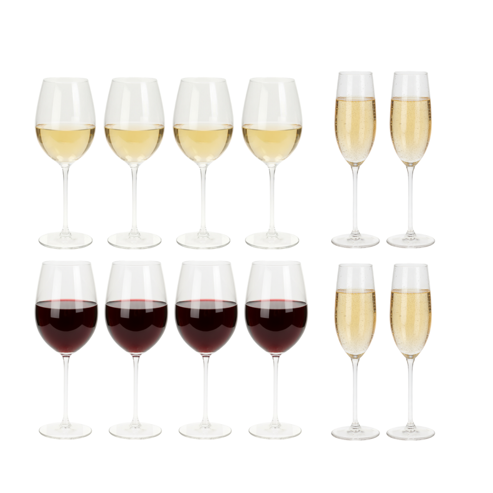 Ensemble de verres à vin Cookinglife Solare 12 pièces - Verres à vin rouge + Verres à vin blanc + Flûtes à champagne