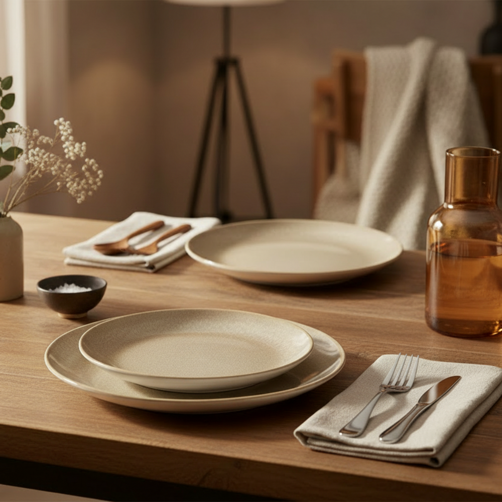 Assiettes plates Cookinglife Serene Sand ø 28 cm - Faïence - 4 pieces