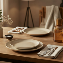 Assiettes plates Cookinglife Serene Sand ø 28 cm - Faïence - 4 pieces