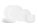 Service de table 12 pièces Cosy & Trendy Moon White pour 4 personnes - 4 assiettes plates, 4 assiettes à dessert et 4 bols