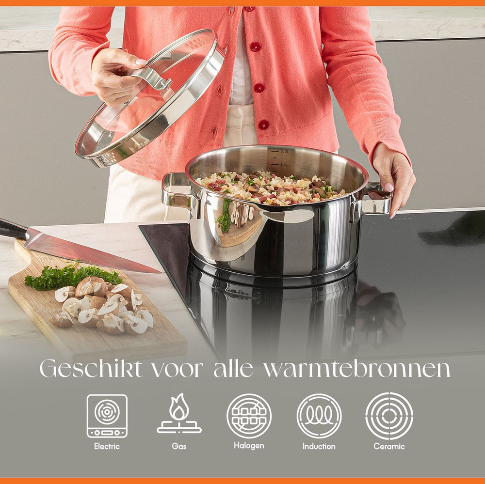 ELLE Gourmet Moderne Kookpan met Deksel - Ø 18 cm  - RVS