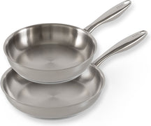 ELLE Gourmet Classique Set de poêles - Ø 24 &amp; 28 cm - Sans revêtement antiadhésif - Inox