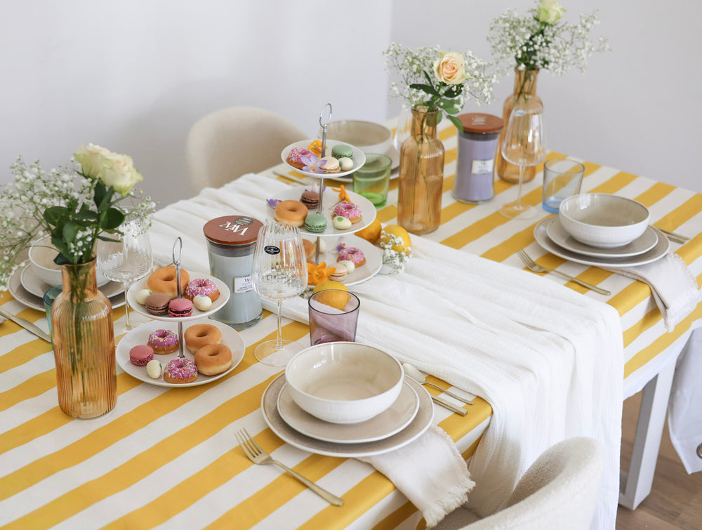 Service de vaisselle Nola Sand avec glaçure réactive 18 pièces / 6 personnes - 6 assiettes à dîner, 6 assiettes à petit-déjeuner et 6 bols