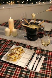 Assiettes à fondue Cookinglife / Assiettes gourmandes / Assiettes barbecue - 5 compartiments - Blanches - 24 x 24 cm - Lot de 4