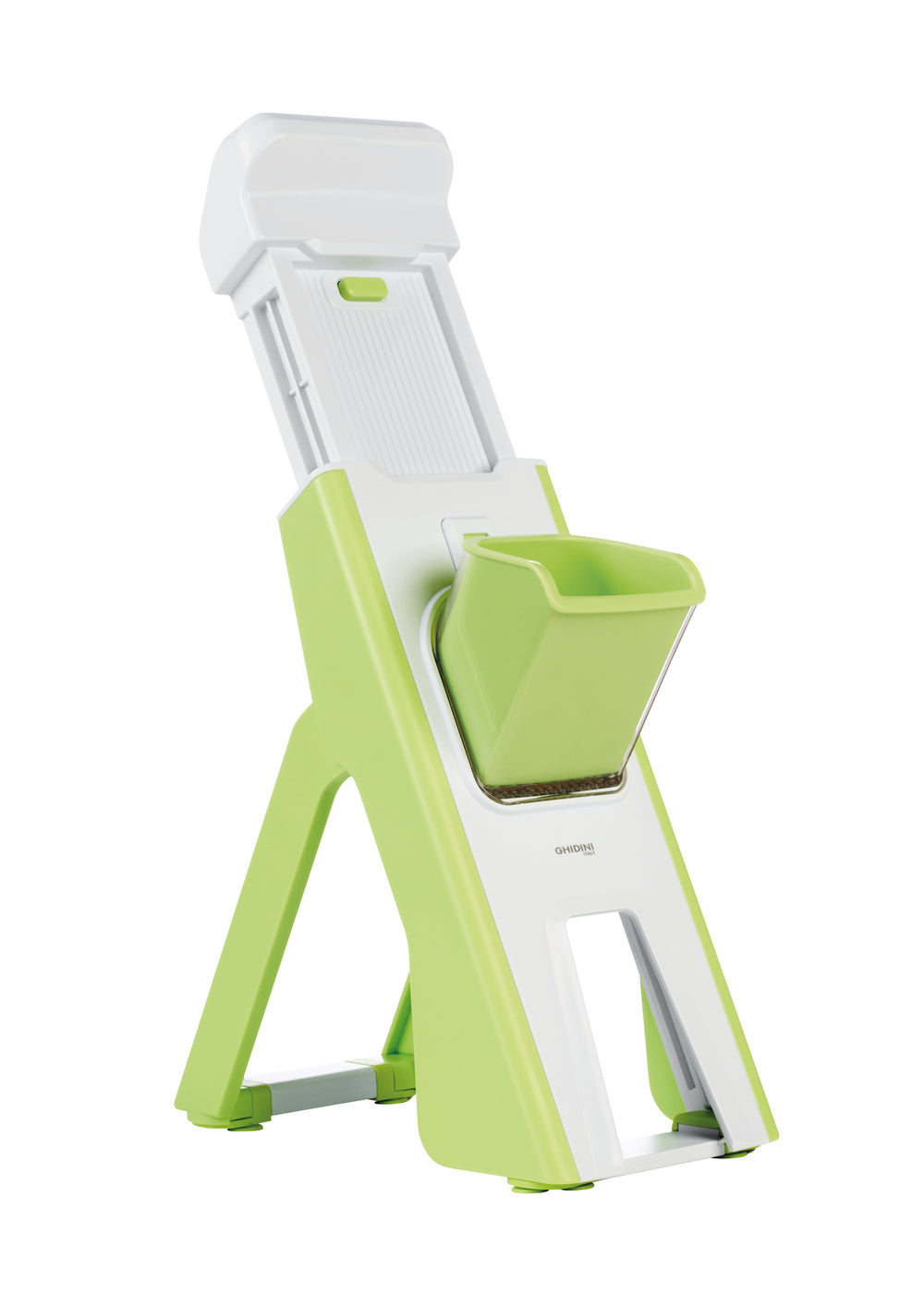 Mandoline multifonctionnelle Ghidini / Trancheuse à légumes - Verticale - avec récipient de récupération