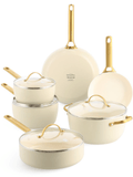 Ensemble de Casseroles GreenPan Padova Reserve Crème Blanche 6 pièces - Revêtement Antiadhésif en Céramique - Casserole ø 24 cm, Casserole à Lait ø 18, 20 cm, Poêle ø 20, 28 cm & Poêle Sauté ø 24 cm