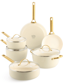 Ensemble de Casseroles GreenPan Padova Reserve Crème Blanche 6 pièces - Revêtement Antiadhésif en Céramique - Casserole ø 24 cm, Casserole à Lait ø 18, 20 cm, Poêle ø 20, 28 cm & Poêle Sauté ø 24 cm