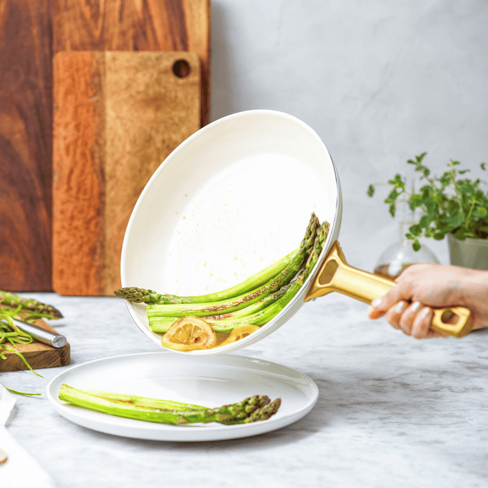 Ensemble de Casseroles GreenPan Padova Reserve Crème Blanche 6 pièces - Revêtement Antiadhésif en Céramique - Casserole ø 24 cm, Casserole à Lait ø 18, 20 cm, Poêle ø 20, 28 cm & Poêle Sauté ø 24 cm