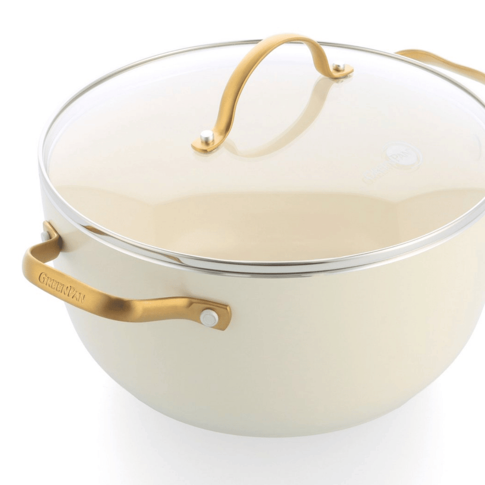 Ensemble de Casseroles GreenPan Padova Reserve Crème Blanche 6 pièces - Revêtement Antiadhésif en Céramique - Casserole ø 24 cm, Casserole à Lait ø 18, 20 cm, Poêle ø 20, 28 cm & Poêle Sauté ø 24 cm