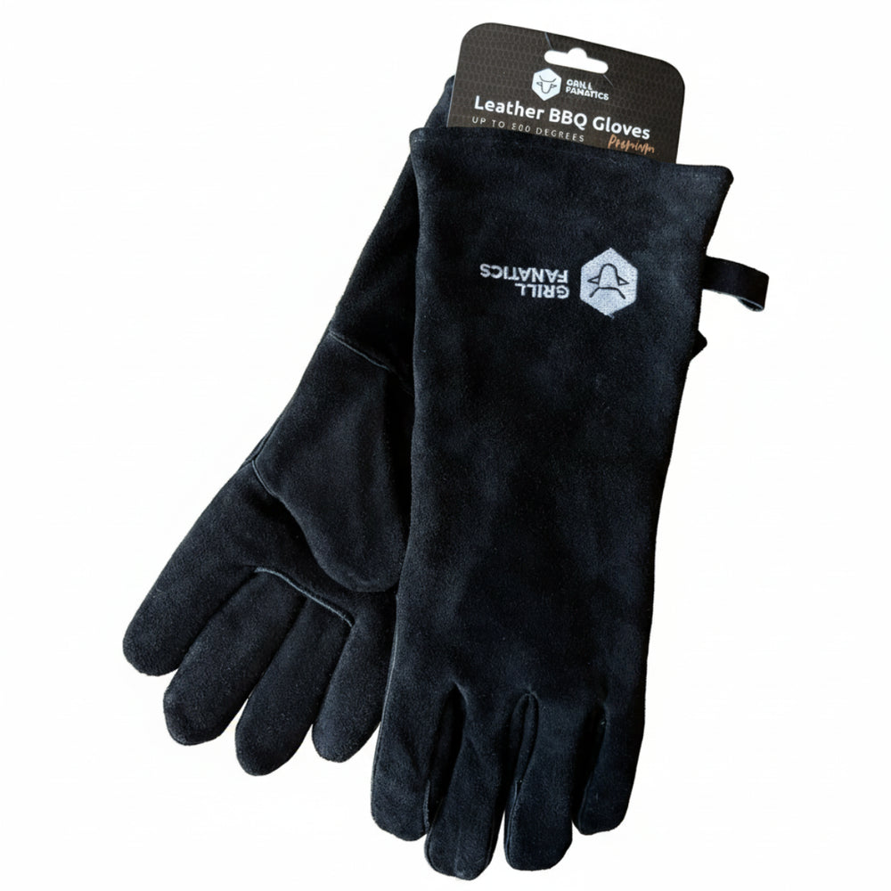 Gants de barbecue/four Cookinglife en cuir noir, résistants à 500 °C - Lot de 2