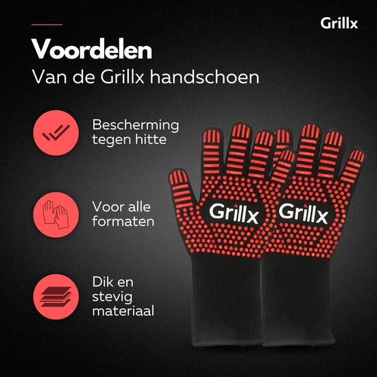 Gants de barbecue GrillX - Gants de cuisine - Grip supplémentaire - 2 pièces